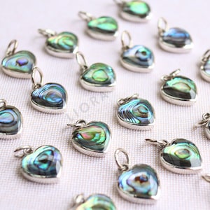 Abalone Muschel Herz Anhänger, Sterling Silber Muschel Anhänger, Muschelanhänger, Herz Muschel, Herzanhänger, Abalone Herz Anhänger, Muschelcharme