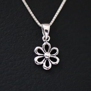 925 Sterling Silber Blumen Anhänger Halskette, kleine Blume Halskette, Blumen Anhänger, Blumen Charme, Geschenk für sie, Valentine Geschenk, Blumen Kette