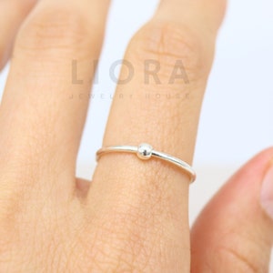 925 Sterling Silver Worry Ring, Anxiety Ring, Silver Ball Ring, Stackable Ring, Thin Band Ring