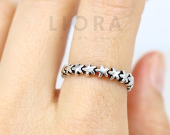 925 Sterling Silver Star Ring, Star Ring, Thick Star Ring, Star Band Ring, Band Ring, Small Star Ring