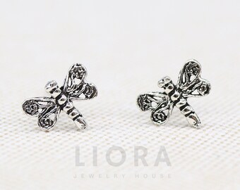 925 Sterling Silver Dragonfly Stud Earrings, Animal Jewelry