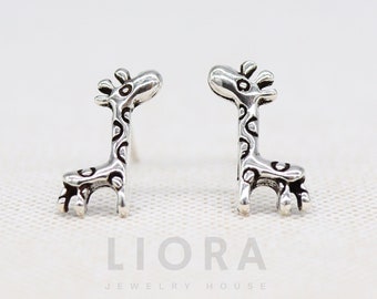Pendientes de plata de ley 925 con forma de jirafa, joyería de animales.