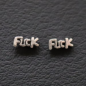 925 Sterling Silver "F*ck" Stud Earrings, Hypoallergenic Jewelry
