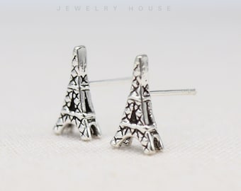 925 Sterling Silver Eiffel Tower Stud Earrings, Eiffel Earrings, Tower Earrings, Eiffel Gift