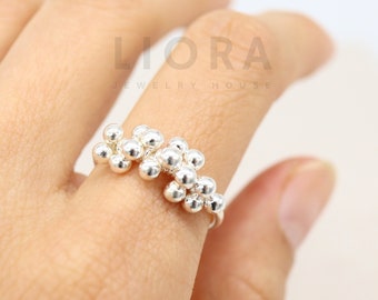 925 Sterling Silver Balls Ring, Tiny Ball Ring, Statement Ring, Ring Gift, Worry Ring, Gift for Her