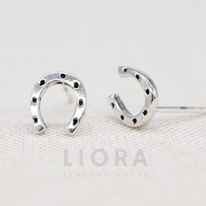 925 Sterling Silver Horseshoe Stud Earrings, 7 mm wide, Horseshoe Earrings, Horse Earrings, Horseshoe Gift