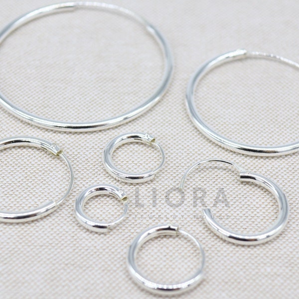 925 Sterling Silver 2 mm Thick Hoop Earrings, Silver Hoop Earrings, Thick Hoop Earrings, Simple Hoop Earrings, Plain Hoop Earrings