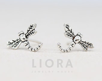 Sterling Silver Dragonfly Stud Earrings, Animal Jewelry