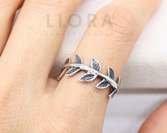 925 Sterling Silver Olive Leaf Ring, Olive Ring, Silver Olive Leaf Ring, Olive Branch ring, Leaf Ring