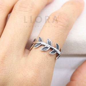 925 Sterling zilveren olijfbladring, olijfring, zilveren olijfbladring, olijftakring, bladring
