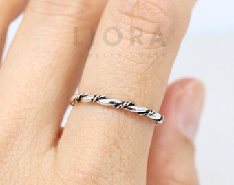 925 Sterling Silver Twisted Ring, Twisted Rope Ring, Double Twisted Ring, Rope ring, Twisted Ring, Stacking Ring