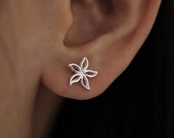 925 Sterling Silver Flower Stud Earrings, Flower Earrings, Hollow Flower Earrings, Open Flower studs, Simple Flower Earrings, Gift For Her