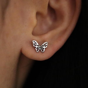 925 Sterling Silver Butterfly Stud Earrings, Butterfly Earrings, Small Butterfly Earrings, Animal Earrings, Kid Earrings, Butterfly Gift