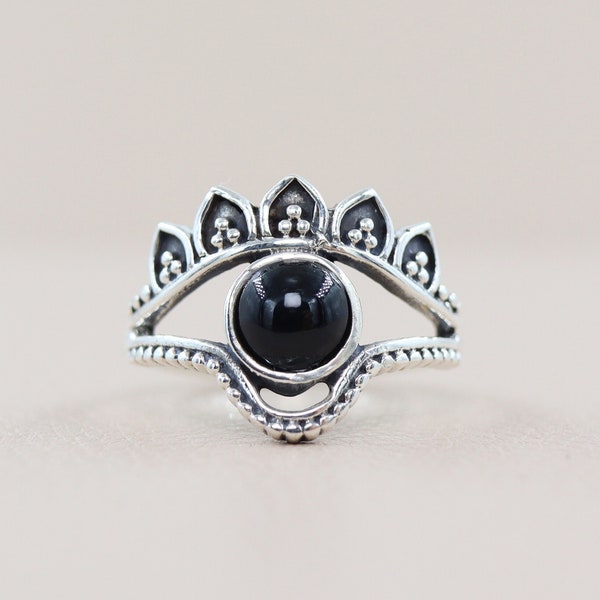 Black Onyx Statement Ring, Gemstone Ring, Handcrafted Ring, Onyx Ring, Eye Ring, Boho Ring, Stackable Ring, Vintage ring, Ring