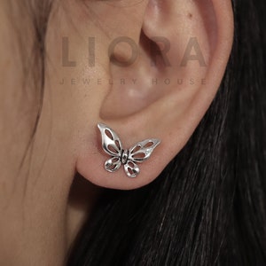925 Sterling Silver Butterfly Stud Earrings, Butterfly Earrings, Butterfly Gift, Butterfly Jewelry, Gift For Her