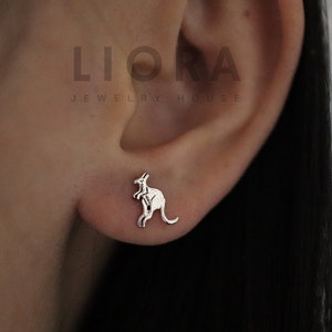 925 Sterling Silver Kangaroo Stud Earrings, Kangaroo Earrings, Kangaroo Gift, Australian Animal, Animal Earrings, Kid Earrings