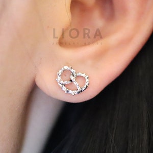 925 Sterling Silver Pretzel Stud Earrings, Pretzel Earrings, Pretzel Studs, Oxidized Silver pretzel, pretzel Gift, Food Earrings