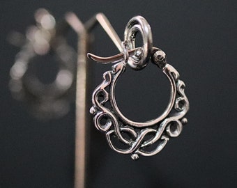 925 Sterling Silver Bali Hoop Earrings, Filigree Ethnic Hoops