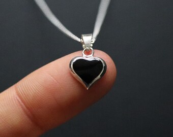 【Hei】vintage onyx heart necklace★送料・関税込 Vintage Sterling Silver 925 Lovely Black Onyx Heart Pendant