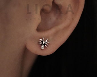 925 Sterling Silber Spinne Ohrstecker, Spinnen Ohrringe, Spinnen Geschenk, Tier Ohrringe, Halloween Ohrringe, Insekt Ohrringe