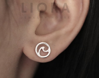 Orecchini a cerchio in argento sterling a forma di onda