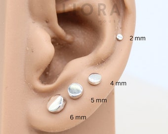 925 Sterling Silver Disc Stud Earrings, Silver Round Solid Earrings, Solid Geometric Studs, Men Earrings, Bold Circle Earrings