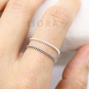 925 sterling silver twist ring, twist rope ring, twisted ring, silver ring, 1mm ring, thin twist ring, stackable ring, stacking ring, ring