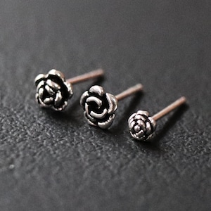 925 Sterling Silver Small Rose Stud Earrings, Rose Earrings, Rose Studs, Flower Stud Earrings, Flower Earrings, Small Flower Studs, Gift Her