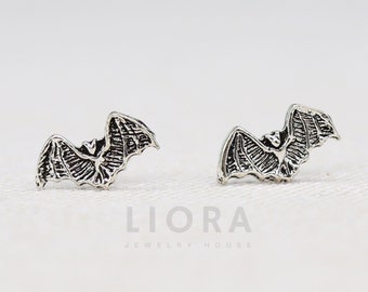 925 Sterling Silber Fledermaus Ohrstecker, Fledermaus Ohrringe, Tier Ohrringe, Fledermaus Geschenk, Halloween Geschenk