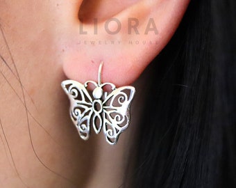 925 Sterling Silver Butterfly Earrings, Butterfly Earrings, Butterfly Drop Earrings, Butterfly Dangle Earrings