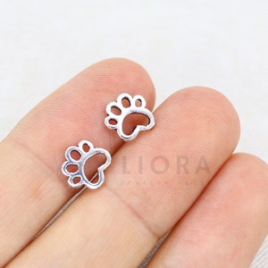925 Sterling Silver Paw Print Stud Earrings, Paw Earrings, Dog Paw Earrings, Dog Earrings, Dog gift