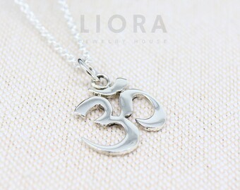 925 Sterling Silver Om Necklace, Om Pendant, Om Sign Necklace, Hinduism Religion Aum Om Necklace, Lord Symbol Pendant