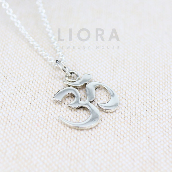 925 Sterling Silver Om Necklace, Om Pendant, Om Sign Necklace, Hinduism Religion Aum Om Necklace, Lord Symbol Pendant