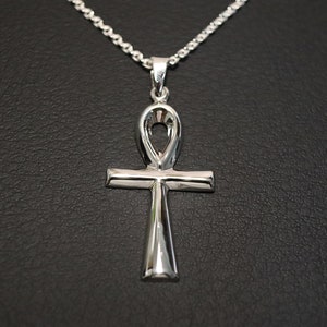 925 Sterling Silver Solid Ankh Cross Pendant Necklace, Cross Necklace, Cross Pendant, Jesus Cross, Thick Cross Pendant, Baptism Gifts, Cross