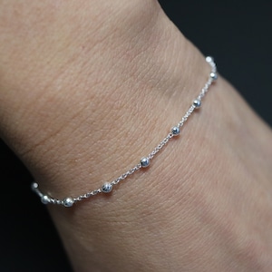 925 Sterling Silver Mini Ball Bracelet, Bead Bracelet, Silver Bead Bracelet, Ball Bracelet, Adjustable Bracelet, Gift for her, Ball Chain