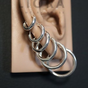 925 Sterling Silver 2 mm Thick Hoop Earrings, Silver Hoop Earrings, Thick Hoop Earrings, Simple Hoop Earrings, Plain Hoop Earrings