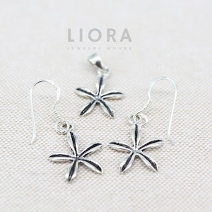 925 Sterling Silver Sets of Flower Earring and Flower Necklace, Flower Earrings, Flower Pendant, Jewelry Sets