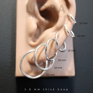 925 Sterling Silver 1.5 mm Thick Hoop Earrings, Silver Hoop Earrings, Thin Hoop Earrings, Simple Hoop Earrings, Plain hoop Earrings
