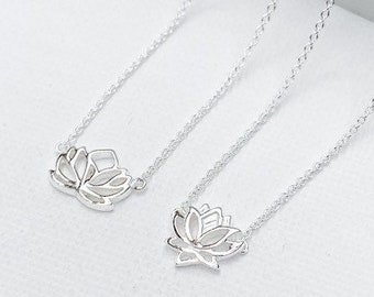 925 Sterling silver lotus flower necklace, lotus pendant necklace, lotus necklace, tiny lotus necklace, blooming lotus necklace, lotus charm