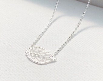 925 Sterling silver leaf necklace, leaf necklace, small leaf necklace, leaf chain, hollow leaf necklace, chain leaf, silver leaf necklace
