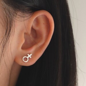 925 Sterling silver Male female symbol earrings, female symbol, male symbol, gender earrings, female sign, male sign, lesbian, gay, lgbt image 3