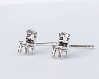 925 Sterling Silver Chair Stud Earrings, Tiny Chair Earrings, Chair