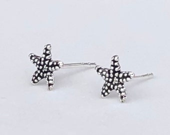 925 Sterling silver starfish stud earrings, small starfish earrings, dot starfish earrings, starfish gift, starfish lover gift, animal studs