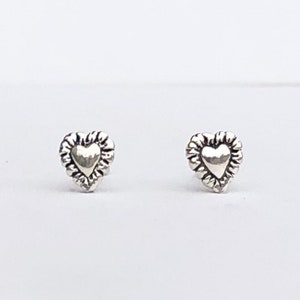 925 Sterling silver flower heart stud earrings, heart earrings, flower earrings, flower heart, tiny flower, tiny heart, sunflower earrings
