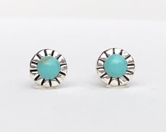 Turquoise stud earrings, round turquoise earrings, turquoise studs, turquoise earrings, turquoise lover gift, gemstone earrings, gift