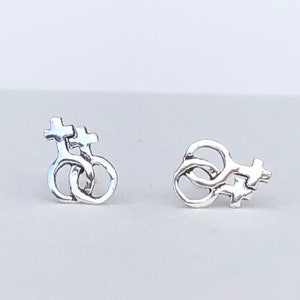 925 Sterling silver female homosexuality symbol earrings, female symbol earrings, lesbian symbol earrings, double female, lesbian, lgbtq