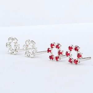 CZ flower stud earrings, CZ earrings, flower earrings, crystal flower earrings, dainty flower earrings, CZ flower, crystal flower