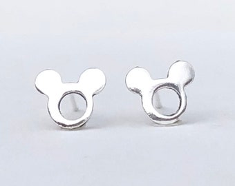 925 Sterling silver mouse stud earrings, mouse head earrings, cartoon earrings, mouse studs, cartoon earrings, kid earrings