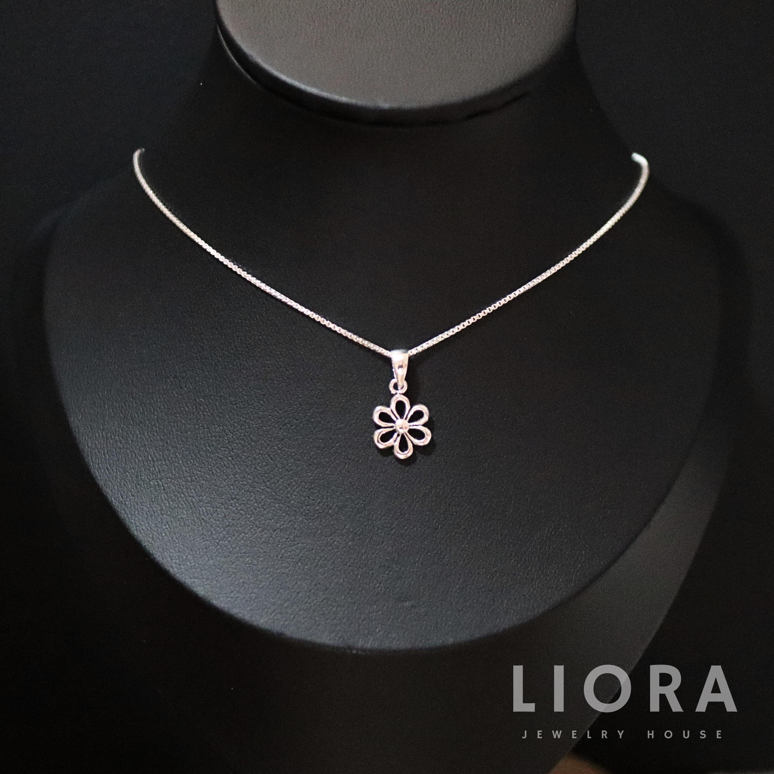 925 Sterling Silver Flower Pendant Necklace, Small Flower Necklace ...