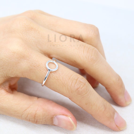925 Sterling Silver Circle Ring Top Circle Ring Minimal Ring